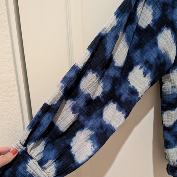 Anthropologie Porridge Blue and White Shibori tie-dyed Blouse (Size Large) - Picture 5 of 6